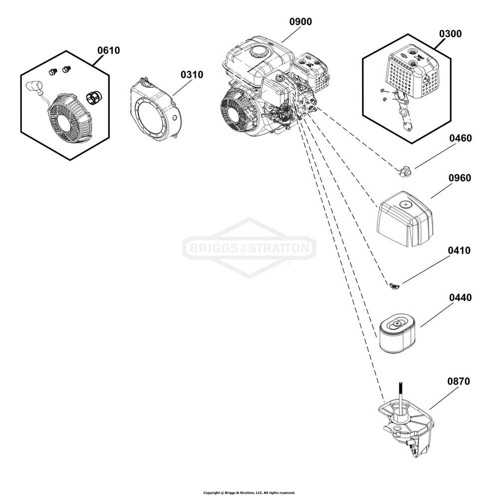 Engine Rewind Exhaust (80098013) Diagram and Parts List for  Briggs and Stratton Pressure Washer
